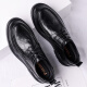 Zapatos de cuero portulese para hombres de negocios británicos para hombres zapatos casuales de negocios bajo zapatos de boda de la suela gruesa bajo 9929 Negro 39