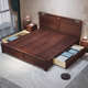 Yuyang Bett Neues chinesisches Stil schwarzes Goldmassivholzbett 1,8 m 2 m Doppelbett Schlafzimmermöbel Hochzeitsbett 9901c# High Box Bett + Latex braune Matte [bequem und atmungsaktiv] 1,8*2,0 m [Stummbett)
