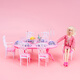 Wen Yijia doll dining table children's play house toy miniature scene simulation accessories 30 cm 6 points doll eating 9712 dining table + Mattel Barbie doll