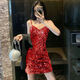 忆静萱（YIJINGXUAN）夜店小礼服女2025夏季新款夜店蹦迪亮片连衣裙名媛气质性感吊带生 浅灰色 M 95-105斤