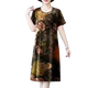 xcfreht summer dress worn by fat middle-aged mothers and fat women in summer mid-length dress mothers wear ice silk dress new style large 7027# red one size M suggests 100Jin [Jin equals 0.5 kg] or less