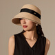 Siggi linen straw hat women spring and summer French retro fisherman fashion casual seaside vacation flat brim foldable sun hat