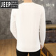 Jeep (JEEP) Henley collar long-sleeved T-shirt men's spring and autumn inner layering shirt men's cotton sweatshirt skin-friendly casual top off-white L 100-120Jin Jin equals 0.5 kg