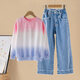 Ove Girls Spring y Autumn Set niños 2025 Nuevo deportes de moda y ropa de primavera casual niña Big Child 12 años 13068 Azul + 4891 Pink Blue 170 cm