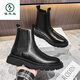 Woodpecker Spring 2025 New Martin Boots Men's Chelsea Boots Thick Sole High Top British Work Boots Men's Shoes Trendy Spring and Autumn Black 39