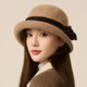 Grasshopper belt wool fisherman's hat Korean style women's face-showing small woolen basin hat autumn and winter British fisherman's hat hat basin hat black