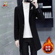 Scarecrow windbreaker men's autumn and winter woolen coat coat men's mid-length slim fit Korean style trendy woolen windbreaker for men gray cotton thickened 175/XL