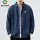 Paul Frank long-sleeved shirt men's spring and autumn casual denim shirt men's jacket men's trendy top men's dark blue XL