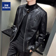 ROMON Leather Jacket Men's Jacket Men's Spring and Autumn 2025 New Clothes Casual Handsome Leather Jacket Men's Black XL (120-140Jin[Jin equals 0.5 kg])