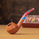 沙芬（SAVINELLI）进口手工烟斗石楠木P466面具673彩烟嘴老式6mm过滤芯烟斗男士礼品 【面具670型 经典大号弯斗】