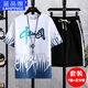 Lanpinge-Sommer-Kurzärmer-T-Shirt-Anzug für Männer 12-19 Jahre alte Jungen und Teenager Modetrend Handsome Junior High School und Highschool-Schüler Outfit Black Anzug (T-Shirt + Fünf-Punkte-Hosen) 683 m (empfohlenes Gewicht 70-95 Jin [Jin gleich 0,5 kg]))