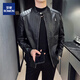 ROMON Leather Jacket Men's Jacket Men's Spring and Autumn 2025 New Clothes Casual Handsome Leather Jacket Men's Black XL (120-140Jin[Jin equals 0.5 kg])