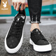 Playboy (PLAYBOY) men's shoes 2025 summer canvas shoes men's breathable board shoes ice silk casual sneakers black 42
