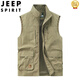 JEEP SPIRIT马甲男新款2025春秋夏薄款大码多口袋坎肩户外工装背心速干马夹男 677绿 M