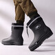 Huilijun fixed velvet rain boots fashionable men's integrated molding thickened rain boots autumn and winter outdoor work wear-resistant non-slip rubber shoes for men WZ698 short tube: black [tarp] standard 42 high quality
