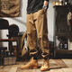 Romon American heavyweight work pants for men Spring and Autumn Loose Fashion Brand Embroidered Legs Pants for men Slimming and Handsome Casual Pants for men 2505 Caramel Regular L (suitable for 135-155Jin [Jin equals 0.5 kg])