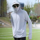 Ice silk sun protection clothes men's quick-drying breathable jacket summer outdoor fishing suit large size sports running couple sun protection clothes light gray 2XL
