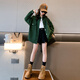 迪士尼女童衬衫外套秋装薄2025新款儿童女孩棉长袖衬衣大童装上衣外穿 绿色 170 cm