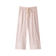 Drei Kanonen Frühling und Sommer dünne Pyjama-Hosen für Frauen 100% reine Baumwollhose mit mittlerer Hose, kariert mit Taschenkordelschnur, Wasserblau Mond-12041 m