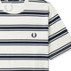 Fred Perry Herren Casual T-Shirt 2025 Sommer neu gestreifte Bildschirme Weizenohr Kurzarm Trend M9851 IVX/Beige M.