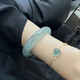 Laokeng Jade Bracelet Burmese Oil Green Floating Flower Jade Bracelet Female Imperial Concubine Bracelet Ice Type Light Green Jade Bracelet Women's No. 58