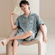Yalu pajamas men's pure cotton summer shorts shorts 2025 new summer men's home clothing set large size for outside wear NSALM-LMSJ9227 L (recommended 100-125 Jin [Jin equals 0.5 kg])