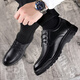 Région occidentale Chaussures de camel Père Spring Men's Cuir Top Layer Cowhide Casual Business Vêtements Papa d'âge moyen Light Soft Sole Cuir Chaussures LT6627 Four Seasons Black 38