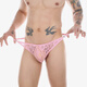 Men's underwear, men's lace low-waisted thong sexy underwear with buttons on both sides, sexy single thong, fitness and breathable 0 pink M, see description for detailed size