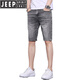 JEEP SPIRIT五分牛仔短裤男夏季宽松直筒弹力外穿休闲中裤2025新款男士5分裤 867-1黑灰 32 二尺五