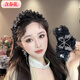 Containing spring flowers, elegant and versatile headband, Korean style black butterfly, exquisite and fashionable, full of diamonds, high skull pleated headband, pleated headband#