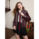 Sancai 2025 Spring Neues Motorrad PU Leder Jacke Loose Short Encore Red Small F.