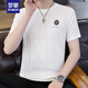 ROMON (ROMON) 2025 summer new men's ice silk short-sleeved T-shirt trendy men's half-sleeved T-shirt dark pattern jacquard men's quick-dry top 699 white L 115130Jin [Jin equals 0.5 kg]