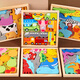 Tiere dreidimensionale Puzzle Bausteine 3D Dinosaurier Digitales Ozean Tetris Spielzeug 1-2 Jahre alt 3 Babys 6 Obstkognition + Küche Zutaten + Dinosaurierwelt + Wald
