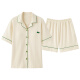 Langsha pareja pijamas verano pantalones cortos de manga corta cárdigan simple se puede usar afuera para hombres y mujeres algodón de algodón de algodón verano Summer x12701-12801 M estilo femenino