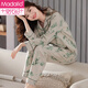 Modal pajamas women's spring and autumn pure cotton long sleeve autumn full cotton thin women's autumn and winter large-size autumn home clothing set XEQ-9215 lilac brown 2XL (175)