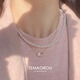 Pop Spring Stacked Pearl Pendant Necklace Women's Light Luxury Niche High-Class Clavicle Chain Light Luxury Niche Accessory Necklace A Pearl Necklace Clavicle Chain Pearl Diameter Approximately 4m