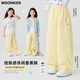 
moonkids girls' pants spring and summer style 2025 new summer wide-leg pants children's casual banana trousers girls straight-leg pants two [15280 tender yellow + 15280 meters white] 110 cm