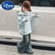 Disney girls' jacket spring and autumn style 2025 new fashionable children's double-sided autumn clothes fashionable street girl plaid sweatshirt 7027 blue blue plaid double-sided coat 130 cm