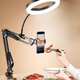 Professional overhead mobile phone stand, new live broadcast with fill light, desktop shooting, live broadcast clip, video, vlog, book shooting, clip-on cantilever stand + 26cm fill light