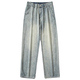 Jeans Jeans de seda de jeans Jeanswest Summer Nuevo pantalones de piernas rectas sueltas de piernas rectas delgadas pantalones casuales lavados de agua de agua azul claro [delgado transpirable] XL tamaño 130-145Jin [Jin iguala 0.5 kg]