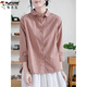Woodpecker (TUCANO) pure cotton shirt for women spring and autumn new fashionable niche design sense cotton linen long sleeve large size loose casual shirt 829 pink L