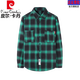 Pierre Cardin 2025 spring and autumn pure cotton shirt men's long-sleeved youth plaid cotton non-iron shirt trendy brand loose casual jacket 2111 green and yellow plaid recommended 125-145Jin Jin equals 0.5 kg XL