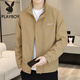 Playboy Men's Jacket 2025 New Youth Casual Versatile Thin Jacket Spring and Autumn Trendy Brand Wear Handsome and Trendy Khaki 2XL 145-165Jin Jin is equal to 0.5 kg