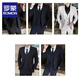 Romon suit men's Korean style slim coat groom wedding dress business formal casual small suit men black two-button suit XL