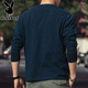 Playboy American Retro Henley Long Sleeve T-Shirt Men's 2025 Spring 250g Pure Cotton Side Seamless Henley Collar Bottoming Shirt Denim Blue 250g Pure Cotton M Reference 125-140Jin Jin is equal to 0.5 kg