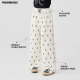 Moonkids Girls Wide-Bein Hosen 2025 Frühlings- und Sommer Neue Kinder Bogen Casual Hosen Mädchen Lazy Striped gerader Hosen 15276 Meter weiße Weitbeinhosen 110 cm