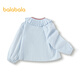 Balabala shopping mall same style children's clothing girls long-sleeved shirt French plaid shirt spring clothing white blue tone 00418 120