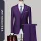 Announcement Bird Suit Men's Professional Suit Business Banquet Two-piece Set Three-piece Groom Wedding Dress Violet Clothes + Pants + Vest 3XL 185 Code/