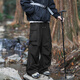 Pantalones de paracaoleta de área de pantano Pantalones de senderismo plisado de primavera y verano Pantalones de senderismo plisado y pantalones de seda de hielo informal WS701 Negro 2xl