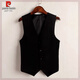 Pierre cardin men's vest black slim horse clip vest spring and autumn thin casual British style groom suit vest new style black vest L recommended 105-120 Jin [Jin equals 0.5 kg]